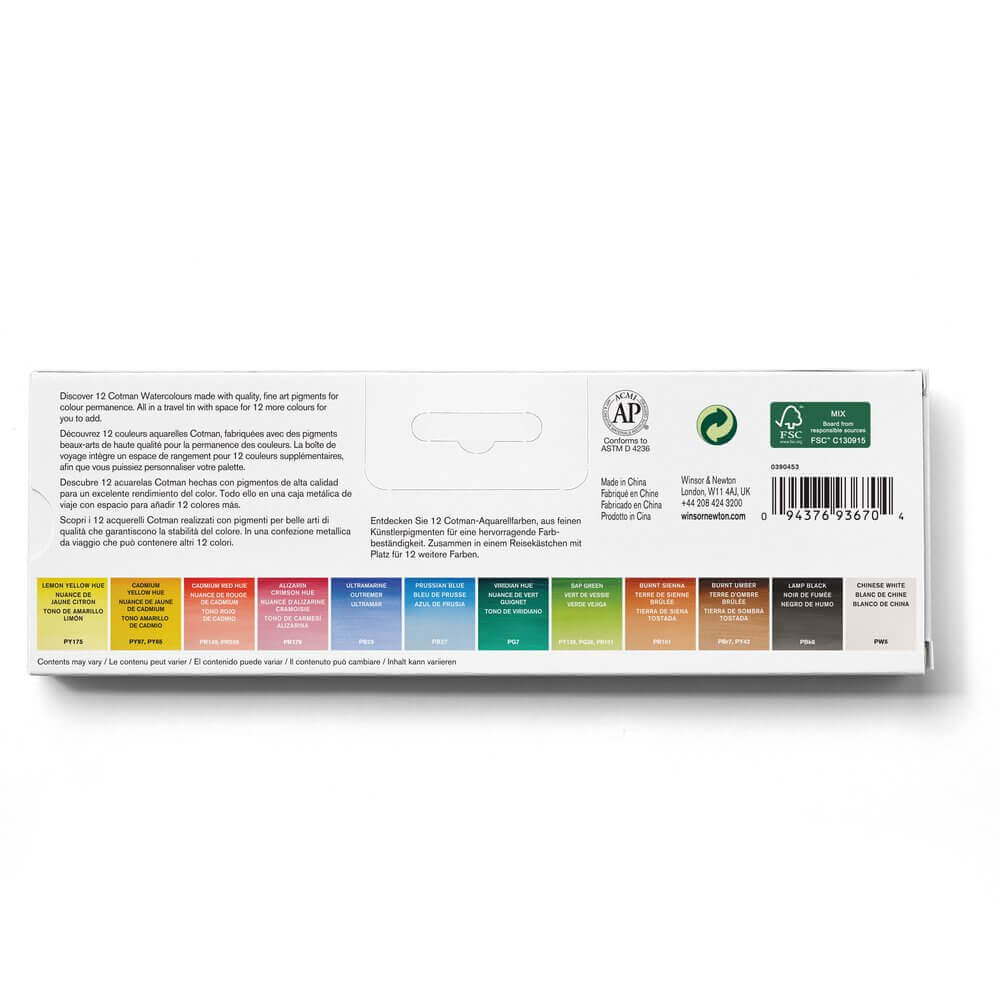 Confezione acquerelli in metallo Winsor & Newton Cotman 12 colori - immagine 2