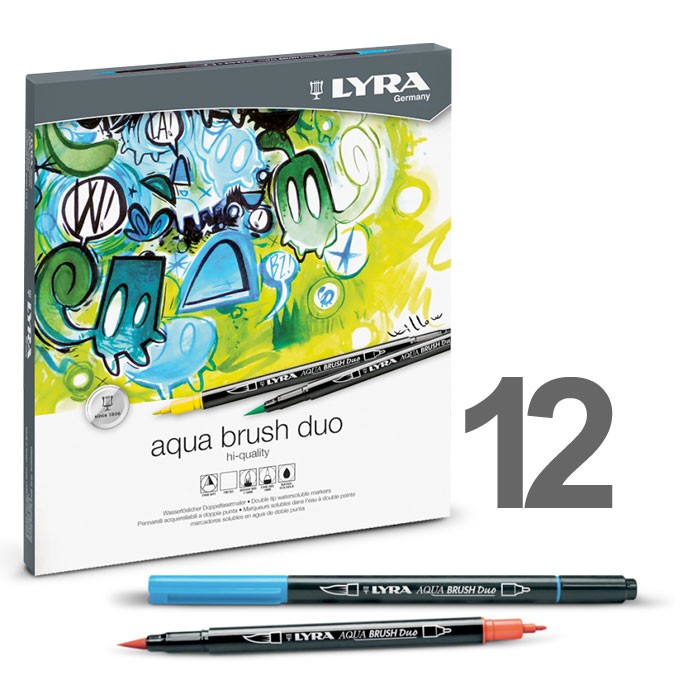 Confezione 12 pennarelli Lyra Aqua Brush Duo - Colorificio Manzoni