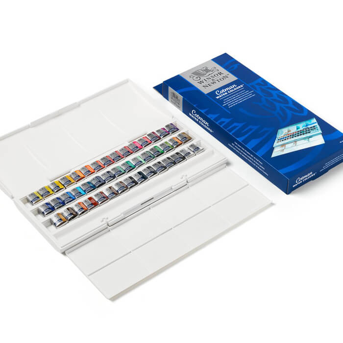 Confezione acquerelli Winsor & Newton Cotman 45 mezzi godet - immagine 2